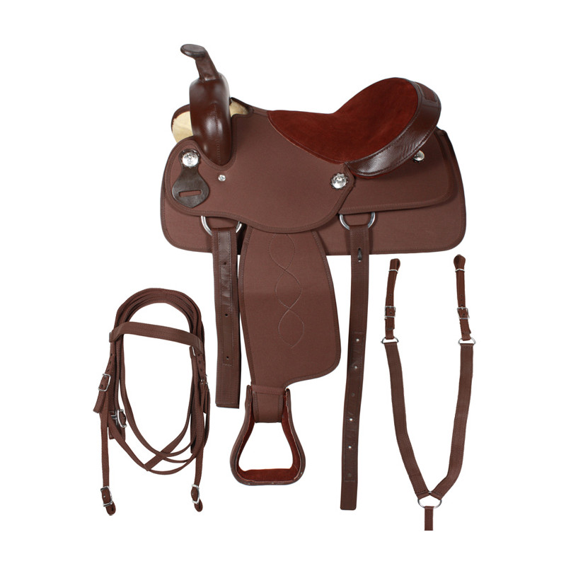Brown Synthetic Western Horse Saddle Tack 17
