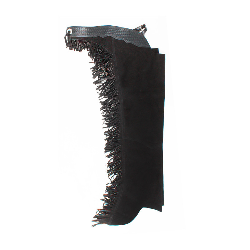 Black Leather Suede Fringe Western Horse Show Chaps