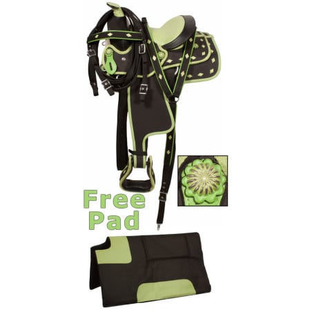 Green Ostrich Pony Western Synthetic Saddle Tack Pad 12 13