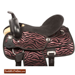 Pink Zebra Synthetic Horse Saddle Tack Package 14.5 16.5