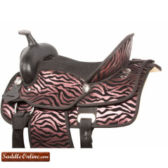 Pink Zebra Synthetic Horse Saddle Tack Package 14.5 16.5