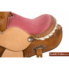 Pink Crystal Leather Round Skirt Youth QH Barrel Saddle