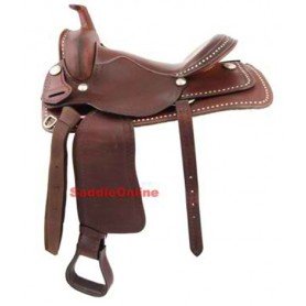 16 WESTERN TAIL RIDDING HORSE SADDLE LEATHER SEAT