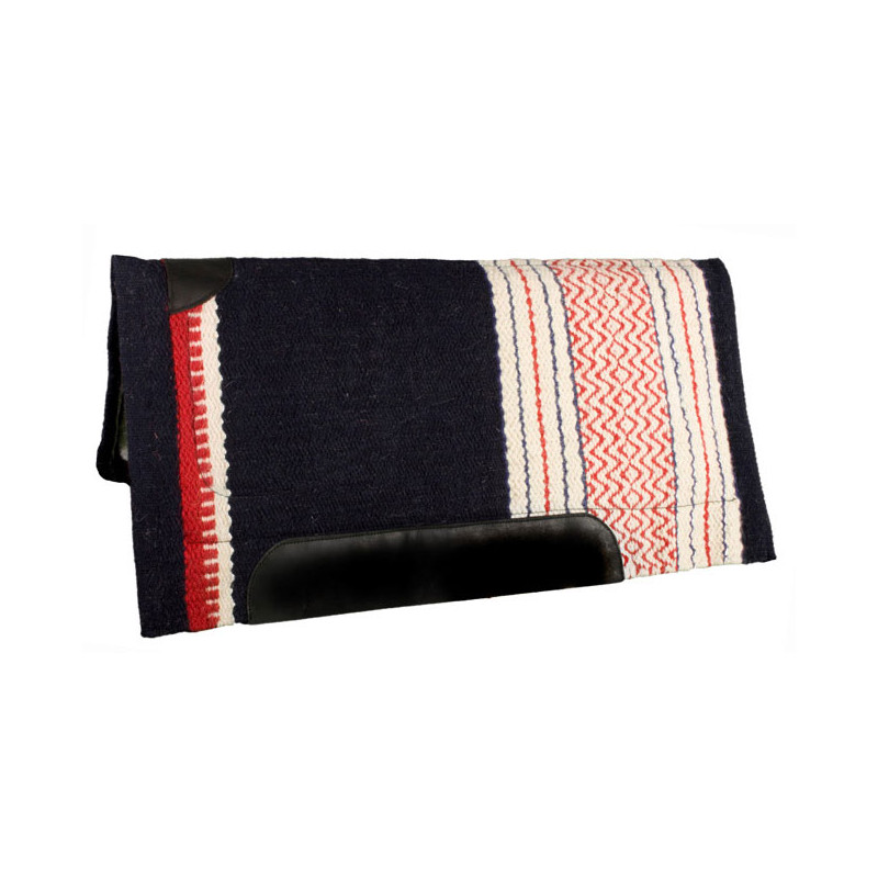 Black White Red & Blue Quality NZ Wool Western Horse Saddle Pad