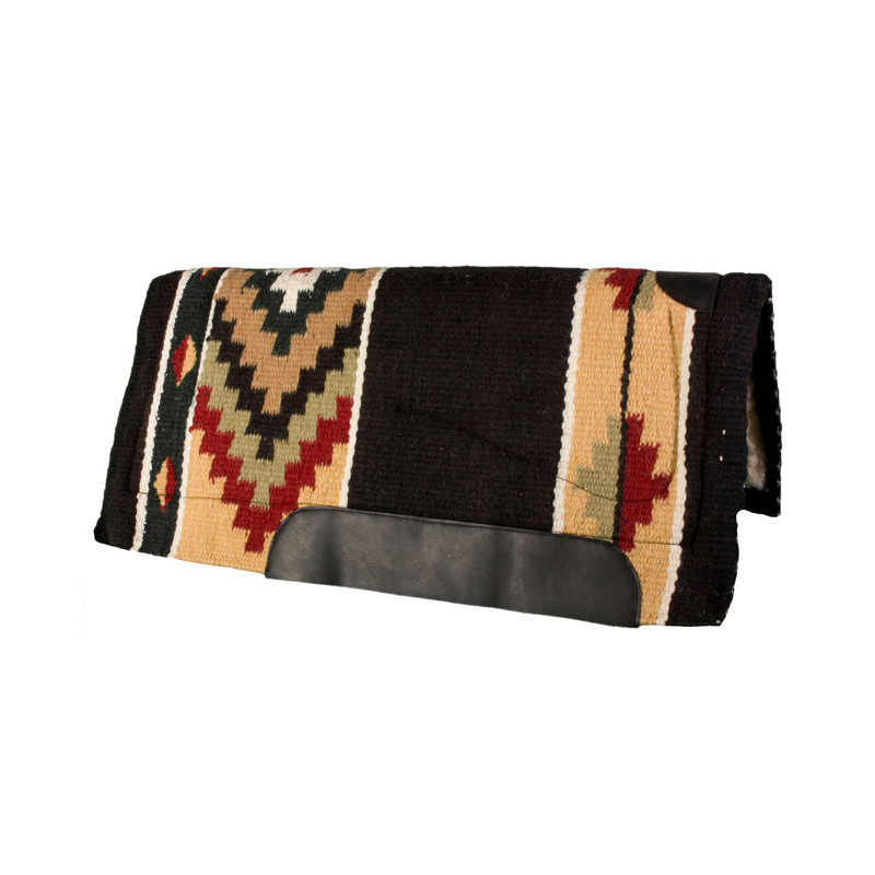 Black Yellow Red and Green Quality Wool Western Horse Saddle Pad