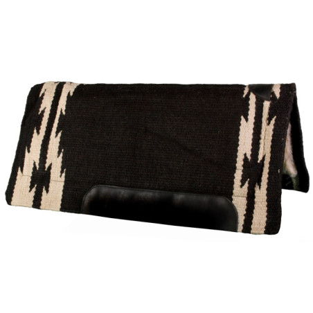 Black and Off-White Heavy Duty NZ Wool Western Horse Saddle Pad
