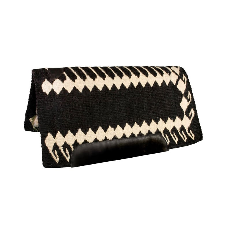 Black and White Heavy Duty NZ Wool Western Horse Saddle Pad