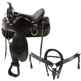 Premium Black Western Leather Endurance Saddle 17
