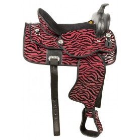 Red Black Zebra Western Synthetic Horse Saddle 16