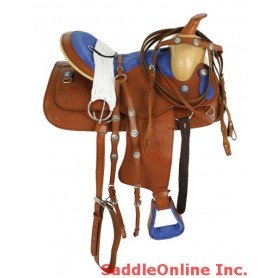 New Unique Trail Blue Seat Saddle With Tack