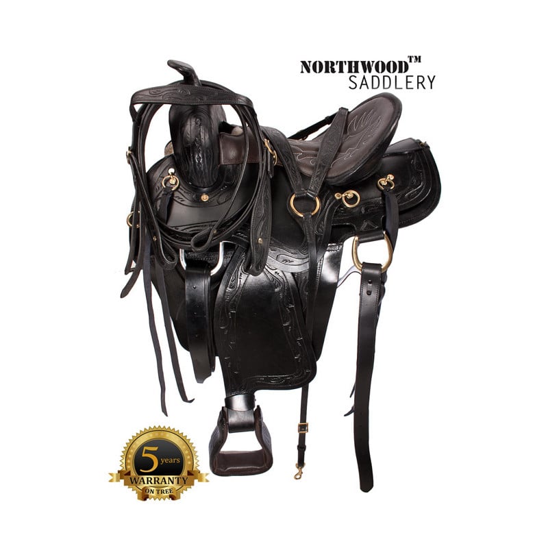 Black Gaited Horse Western Leather Saddle 17