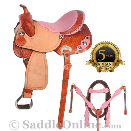 Barrel Racing Saddle Pink Ostrich Seat & Tack New 16