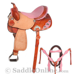 16 Pink Ostrich Seat Barrel Racing Horse Saddle