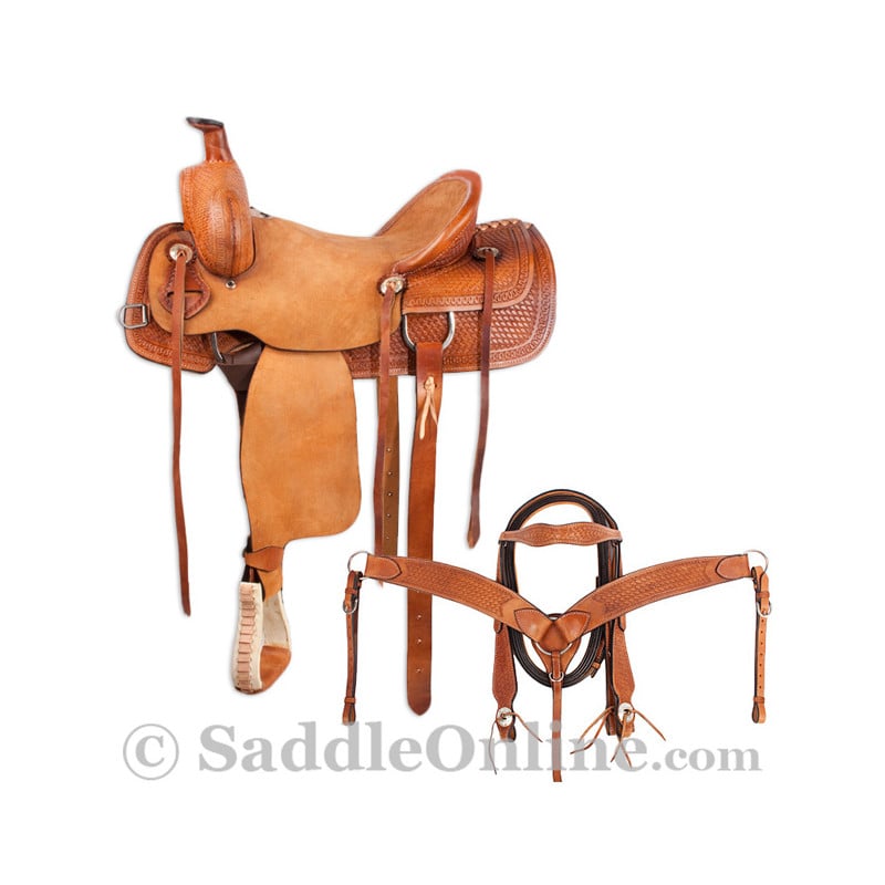 NEW Rough Out Ranch Horse Saddle with Tack Set 16