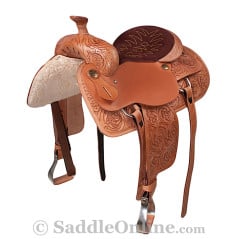 Western Pleasure Trail Horse Leather Saddle Tack 16