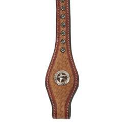 New Western Tooled Leather Texas Star Headstall Set