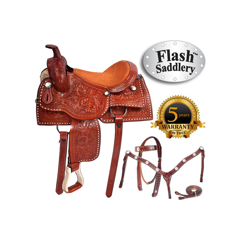 Buck Stitched Pleasure Trail Western Horse Saddle 16 17