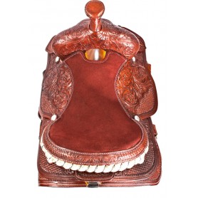 Hand Carved Western Pleasure Trail Horse Saddle 16