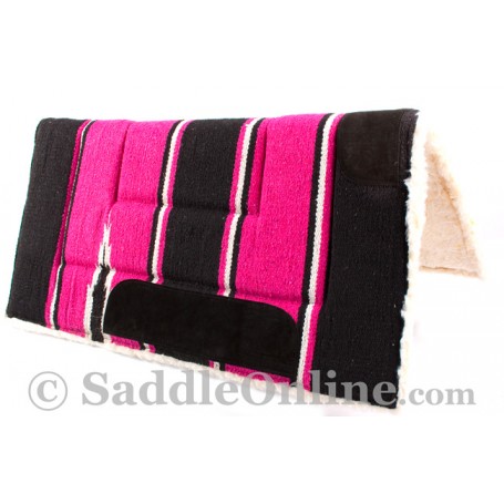 Black Pink Navajo Acrylic Fleece Western Horse Saddle Pad 32x32