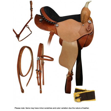 Rawhide Horn Deep Cantle Two Tone Saddle 14 16