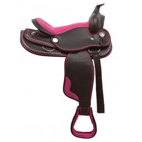 Pink Dura Leather Synthetic Western Horse Saddle 14 15