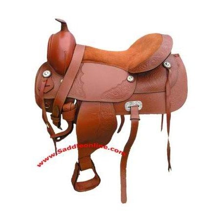 NEW 17 LEATHER ENGRAVED ROPING SADDLE WITH TACK