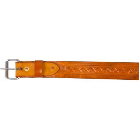 Natural Tan Leather Tooled Rear Flank Horse Back Cinch