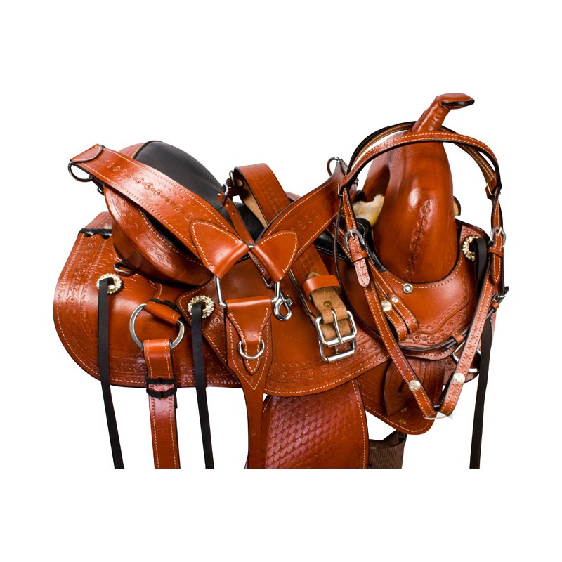 Brown Leather Western Treeless Horse Saddle Tack 14 16