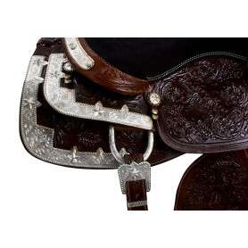 Dark Brown Silver Show Western Horse Saddle Tack 16