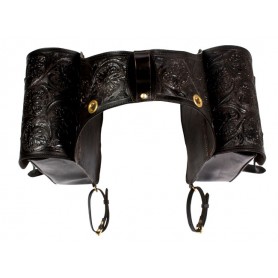 Extra Large Black Carved Western Leather Horse Saddle Bags