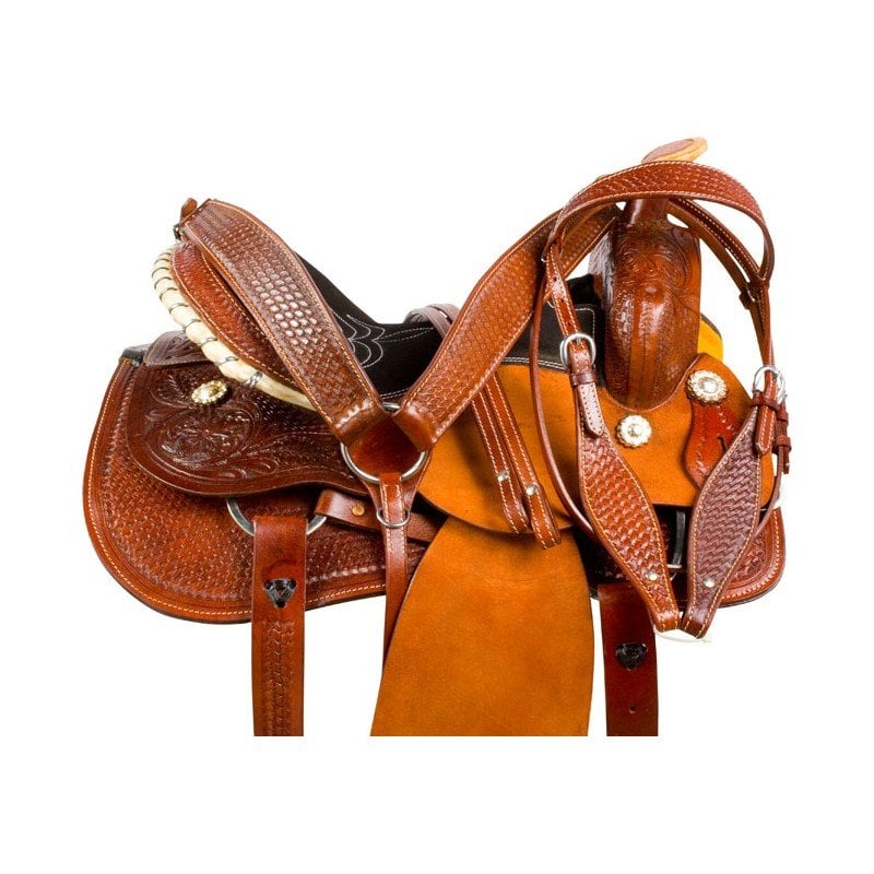 Rough Out Barrel Racing Ranch Western Horse Saddle 16