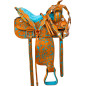 Turquoise Western Trail Barrel Show Horse Saddle Tack 14 16