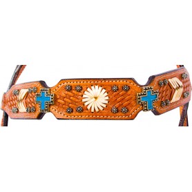 9763 BLUE CROSS HEADSTALL BREAST COLLAR WESTERN BRIDLE HORSE TACK SET