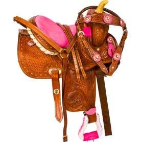 9835M Pink Youth Kids Mini Miniature Horse Western Saddle Tack