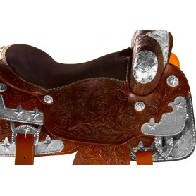 9833 Dark Brown Silver Western Show Horse Saddle Tack 16