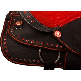 9846 Red Crystal Synthetic Western Horse Saddle Tack 14 18