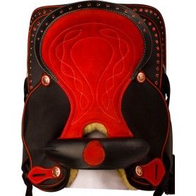 9846 Red Crystal Synthetic Western Horse Saddle Tack 14 18