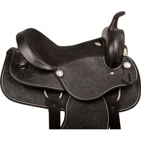9861 Tooled Black Synthetic Leather Western Horse Saddle Tack 15