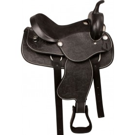 9861 Tooled Black Synthetic Leather Western Horse Saddle Tack 15