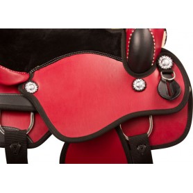 9862 Red Black Synthetic Leather Western Horse Saddle Tack 16