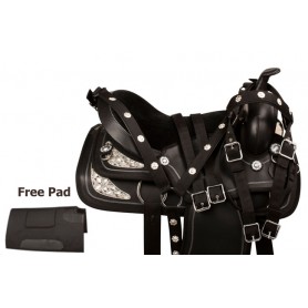9863 Black Crystal Synthetic Dura Leather Western Horse Saddle 16