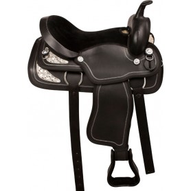 9863 Black Crystal Synthetic Dura Leather Western Horse Saddle 16