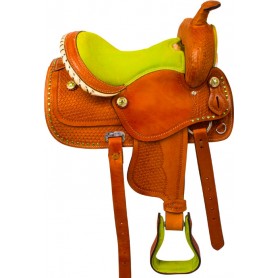 9877 Lime Green Toddler Youth Kids Trail Pony Saddle Tack 10 13