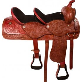9877 Mahogany Tandem Double Seat Western Horse Saddle 15 & 10