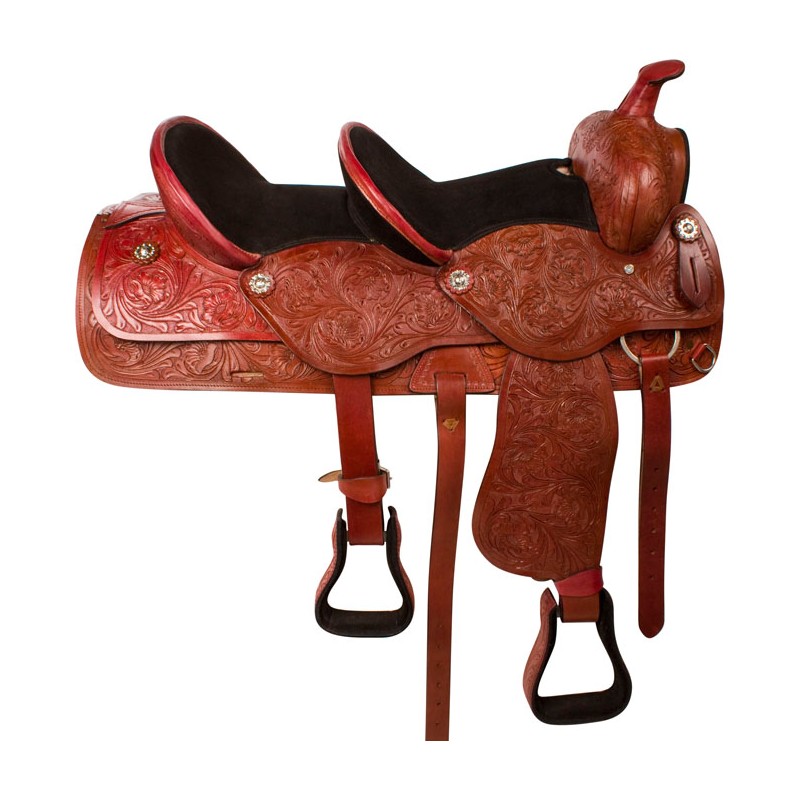Mahogany Tandem Double Seat Western Horse Saddle 15 & 10