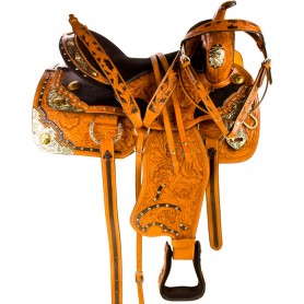 9884 Blingy Silver Cross Western Show Horse Saddle Tack 15 17
