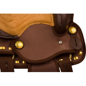 9894 Brown Gold Synthetic Youth Kids Pony Saddle Tack 10 13