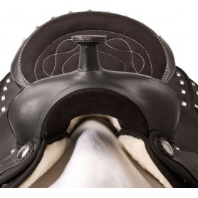 9906 Black Silver Synthetic Trail Western Horse Saddle Tack 16 18