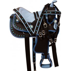 9895P Blue Crystal Kids Youth Pony Synthetic Saddle Tack 10 13