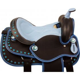9895P Blue Crystal Kids Youth Pony Synthetic Saddle Tack 10 13